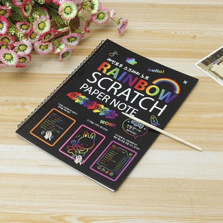 Large children's DIY scratch art paper for creative painting activities measuring 26cm by 19cm
