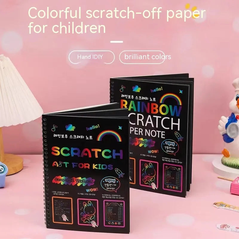 Large children's DIY scratch art paper for creative painting activities measuring 26cm by 19cm