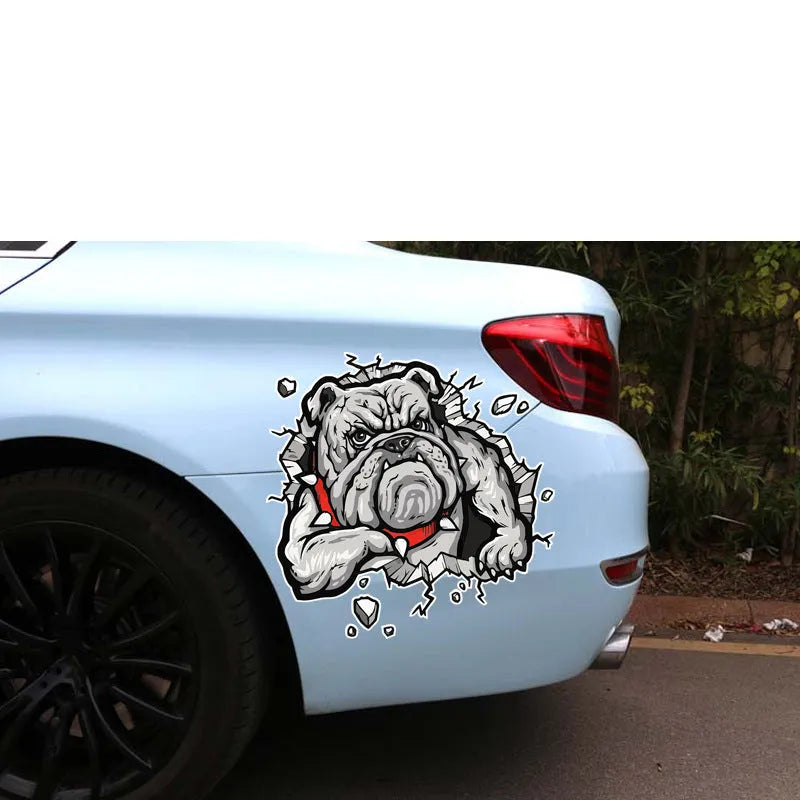 Grey dog pattern motorcycle bumper sticker on a 17cm by 17cm paper decal.