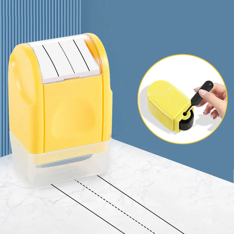Plastic English line roller seal in seven colour options for educational stamping