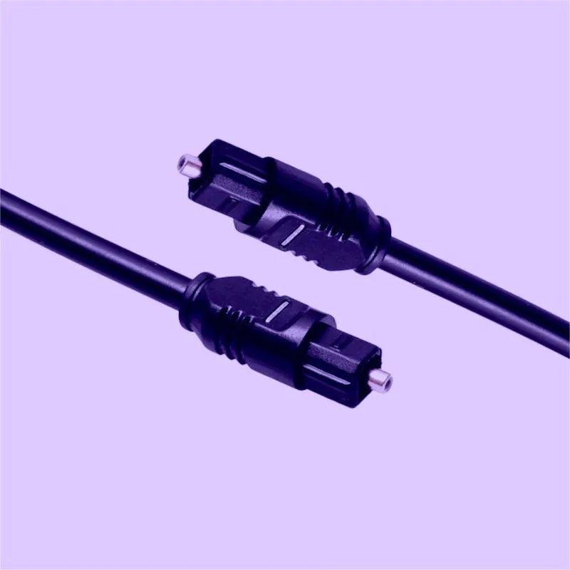 Black Toslink digital optical audio cable with square connectors, 2 metres long