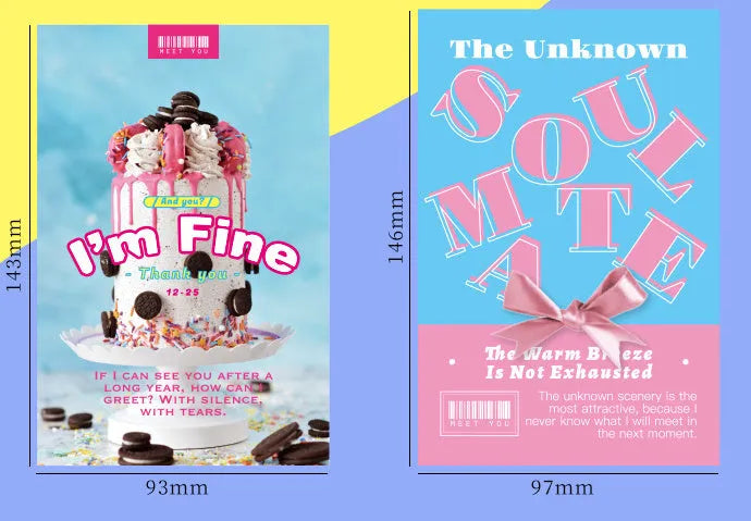 Two different themed postcard designs in fresh printed style for greeting messages