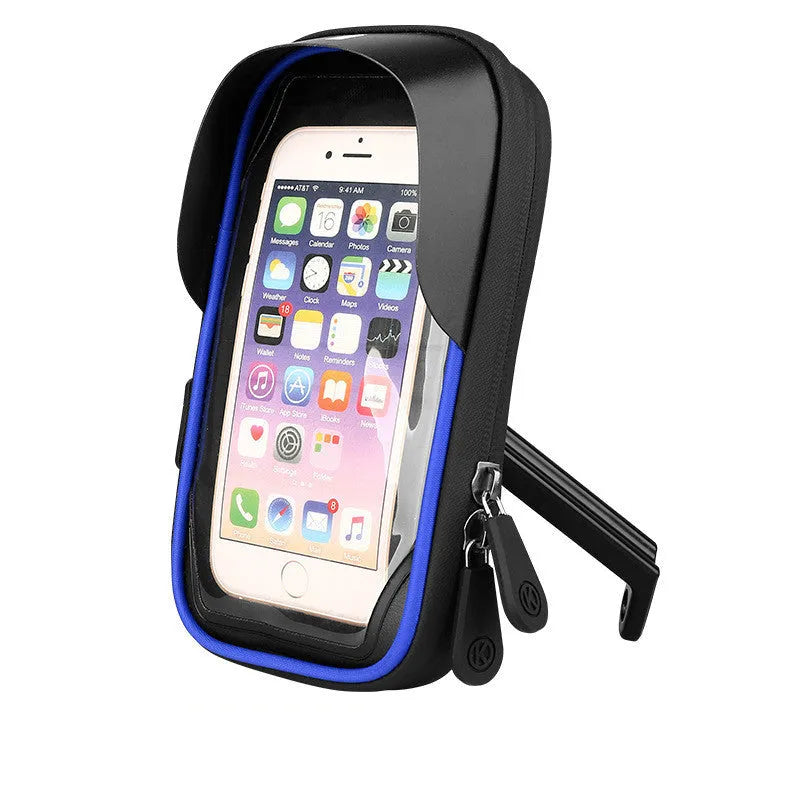TPU mobile phone stand for bicycles and motorcycles with waterproof zipper in black, blue, or red colours