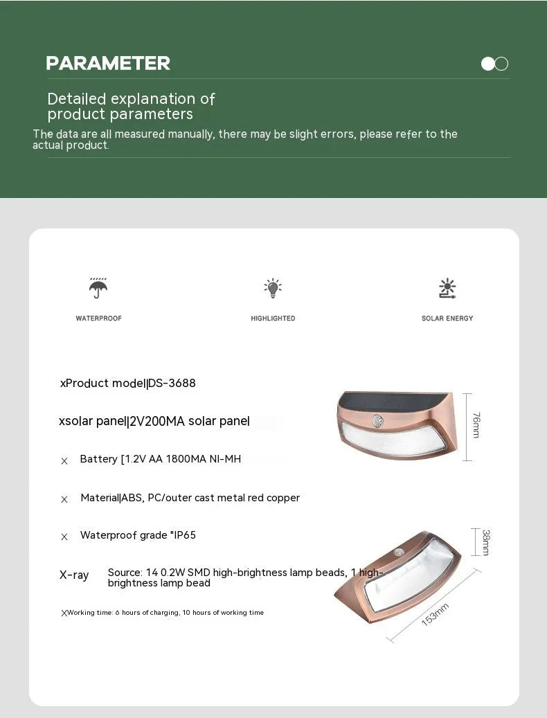 Solar outdoor retro wall lamp with smiling face design and IP65 rating for garden and villa use