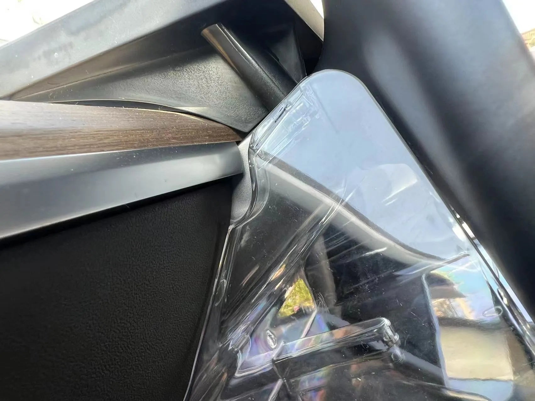 Black ABS plastic storage box for under the Tesla Model 3 and Y centre touchscreen.