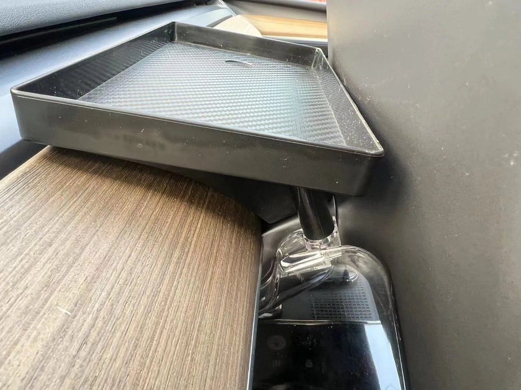 Black ABS plastic storage box for under the Tesla Model 3 and Y centre touchscreen.