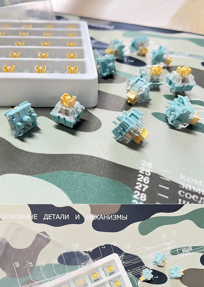 36 Sea Salt Lemon coloured mechanical keyboard switches with silent linear design for hot-swap keyboards
