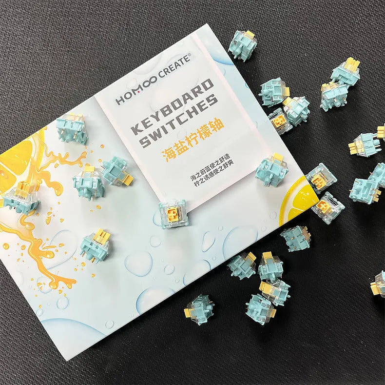 36 Sea Salt Lemon coloured mechanical keyboard switches with silent linear design for hot-swap keyboards