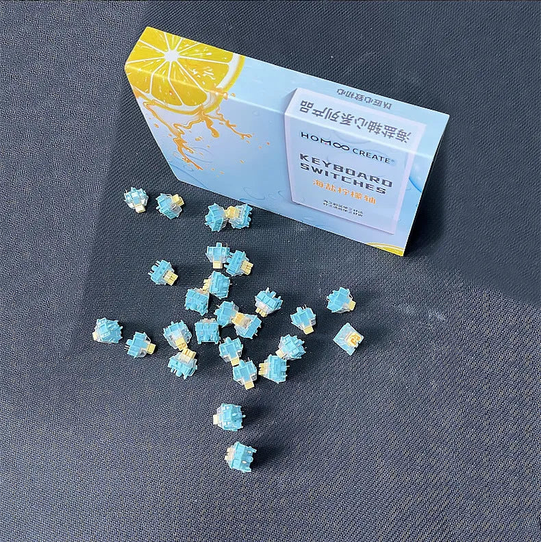 36 Sea Salt Lemon coloured mechanical keyboard switches with silent linear design for hot-swap keyboards