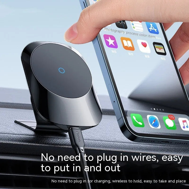 Black magnetic car wireless charger with air vent mount and USB-C cable