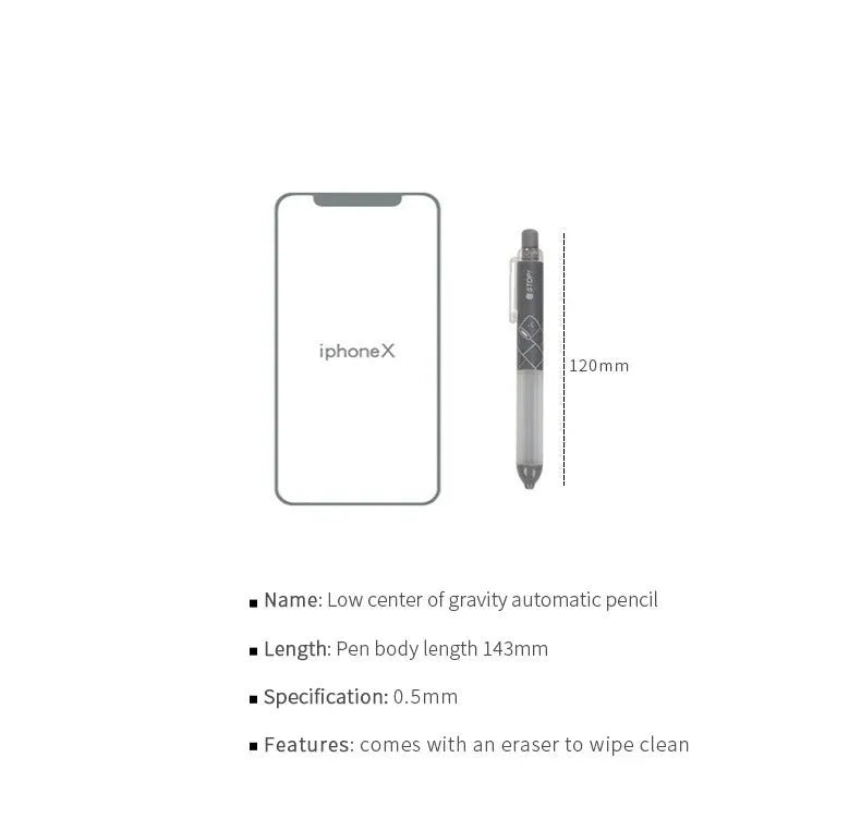 Automatic pencil with cloud grip design showing 0.5mm writing thickness