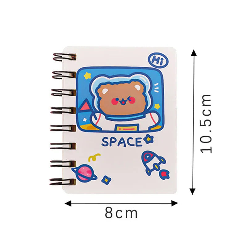 Astronaut themed pocket flipper notebook measuring 10.5 by 8 centimetres