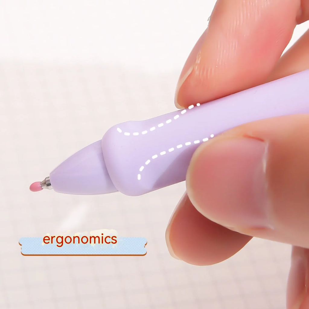 Macaron Colour Student Press Gel Pen with 0.5mm tip in smoked white, brown, and pink options
