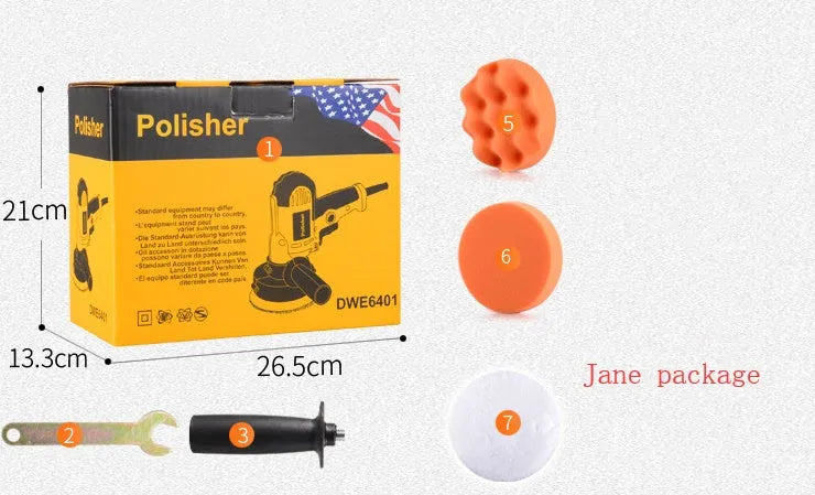 Yellow 700W electric car polishing machine with 125mm disc and 1.6m cord for auto and home use