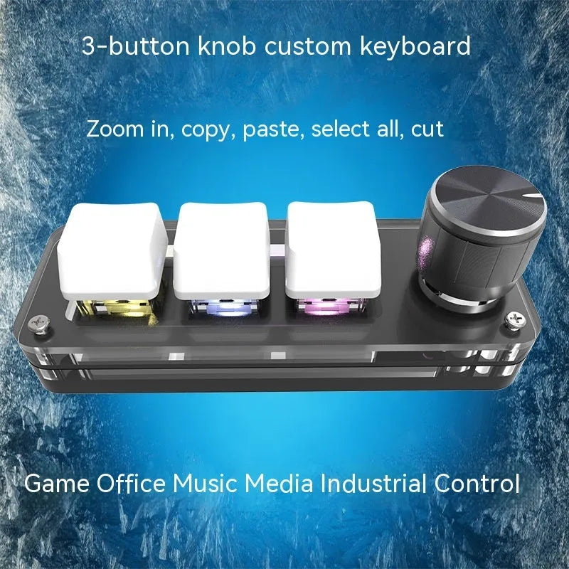 Black or white RGB backlit macro keyboard with USB cable for computer shortcut operations