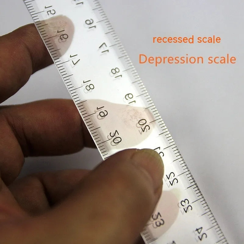 Orange yellow and transparent 30cm plastic T-square rulers for technical drawing