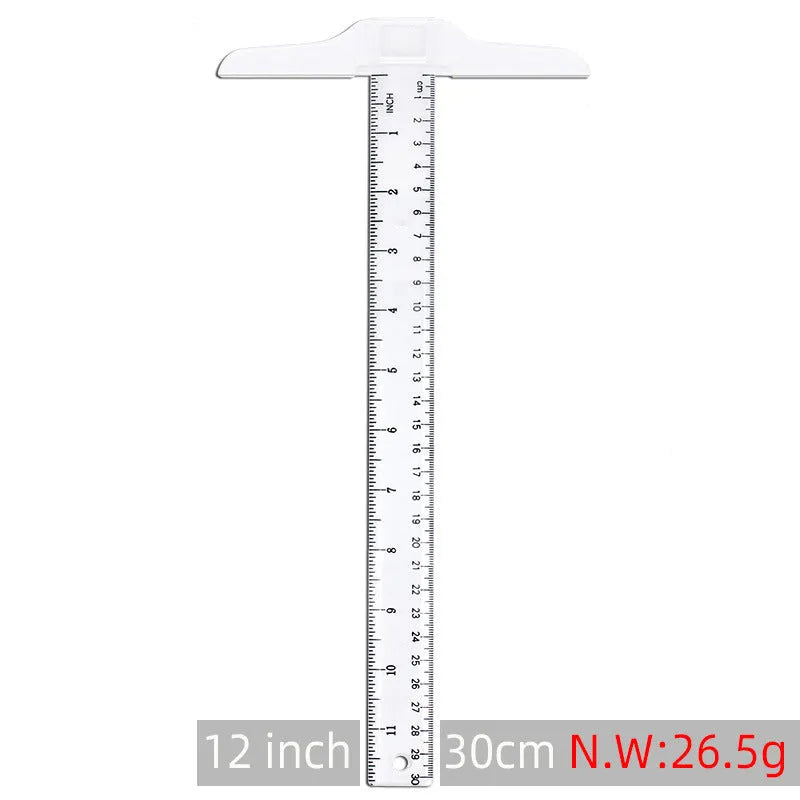 Orange yellow and transparent 30cm plastic T-square rulers for technical drawing