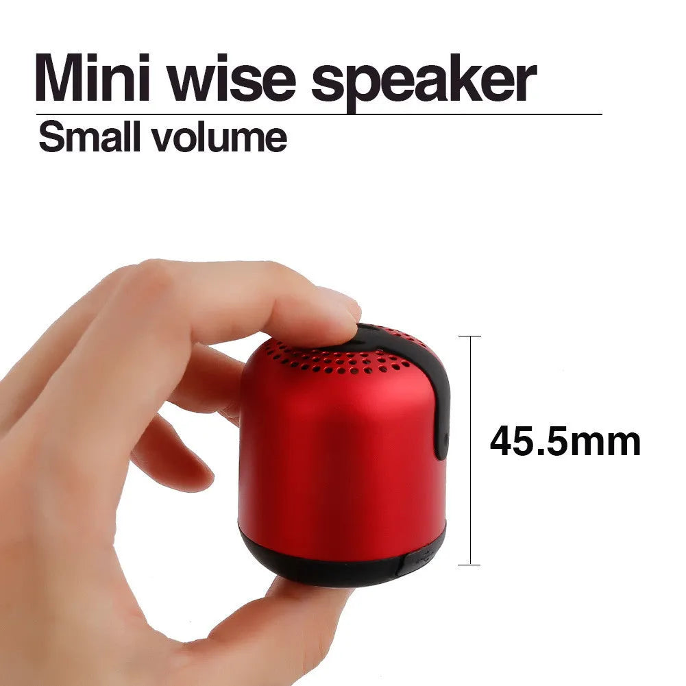 Hieha XQ11 mini cylinder-shaped portable Bluetooth speaker in black, silver, red, gold, or pink.