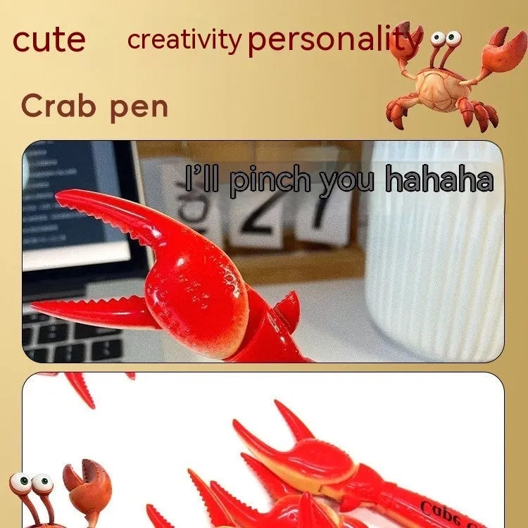 Crab-shaped ballpoint pen with pressing can clip mechanism for playable fun