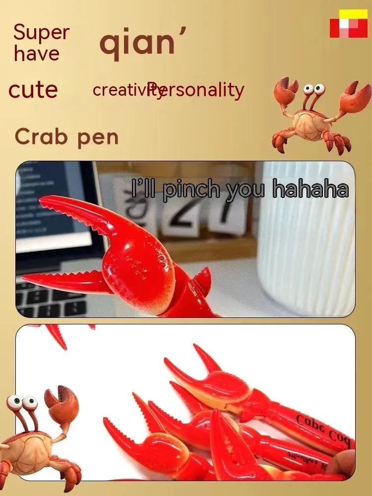 Crab-shaped ballpoint pen with pressing can clip mechanism for playable fun