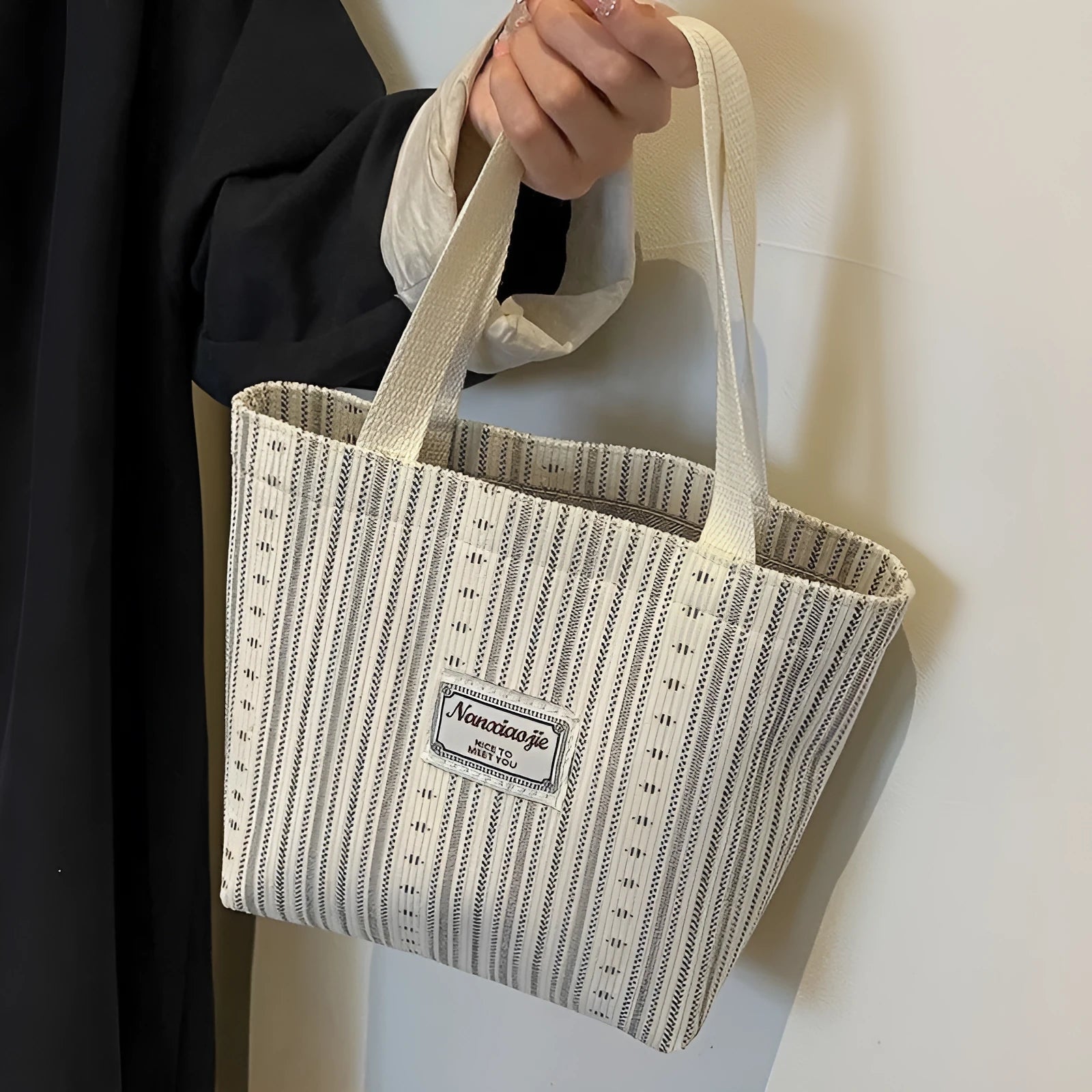 Japanese style corduroy crossbody bag in dark brown, grey, or ivory white with large capacity