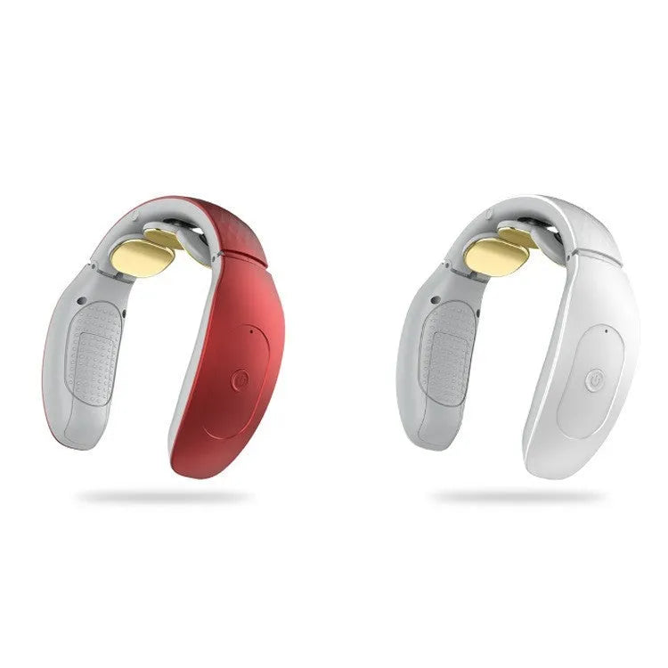 Intelligent cervical massager in red or white for neck and body relief with battery power