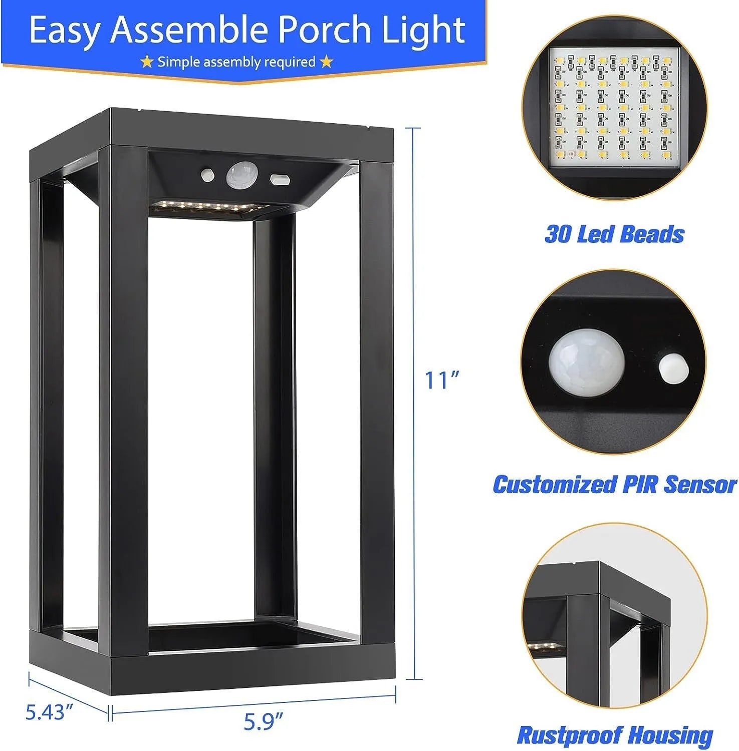 Modern Chinese outdoor solar wall lamp with plastic housing for courtyard installation