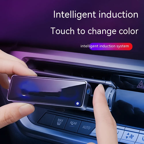 Black automobile air outlet ambience light with LED and aromatherapy deodorant function for car vents