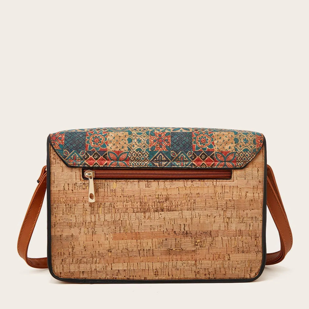 Women's one-shoulder crossbody printed bag in PU leather with botanical design