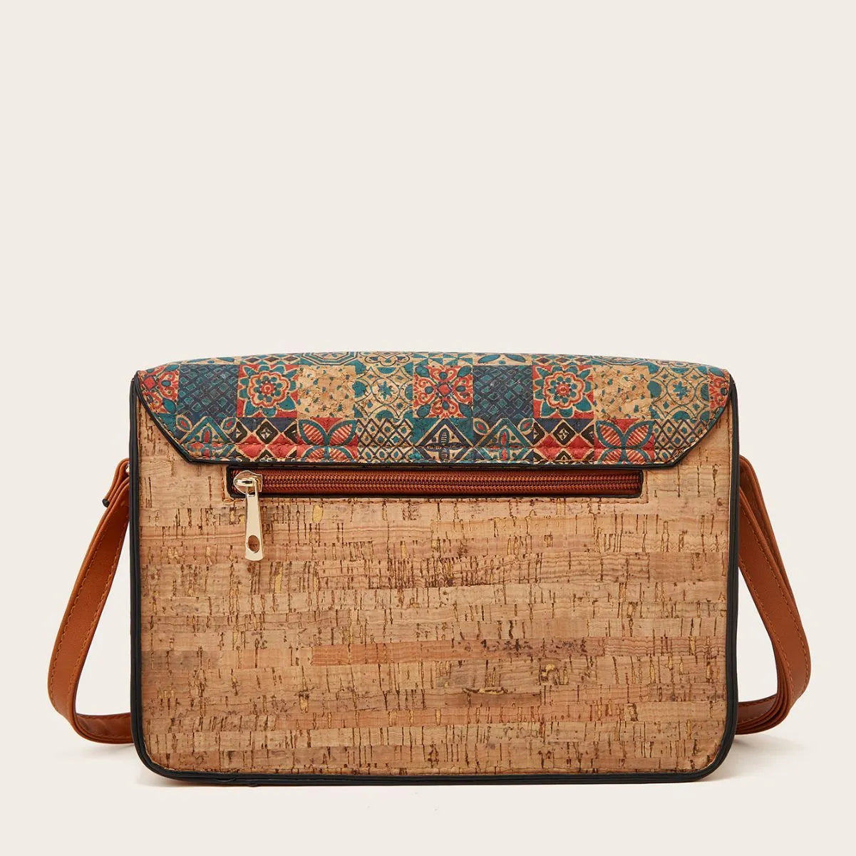 Women's one-shoulder crossbody printed bag in PU leather with botanical design
