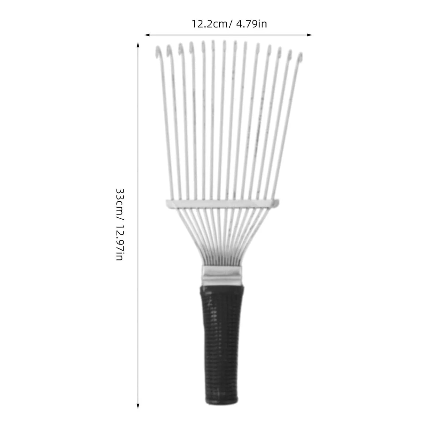 Black stainless steel pet grooming rake comb measuring 33cm for dogs and horses