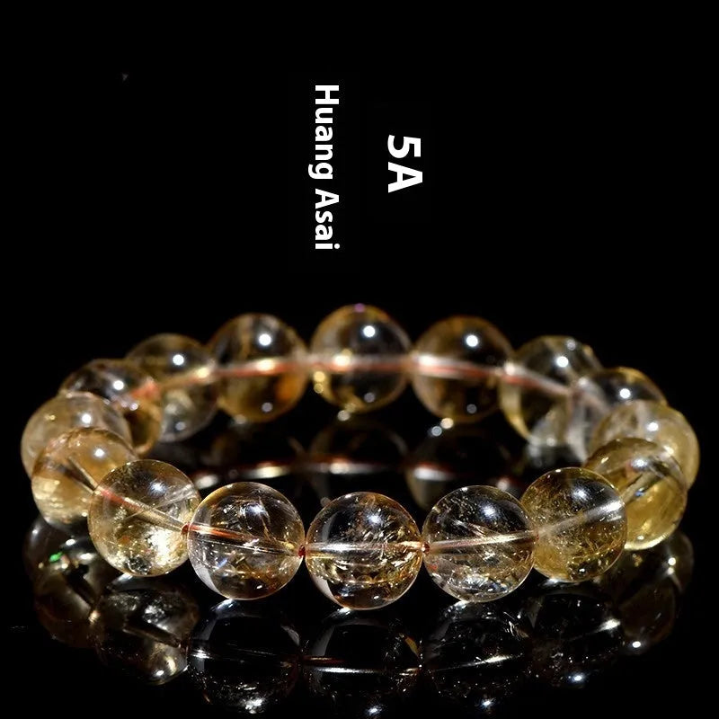 Natural yellow citrine gemstone bracelet showing single circle and three circle bead design options.