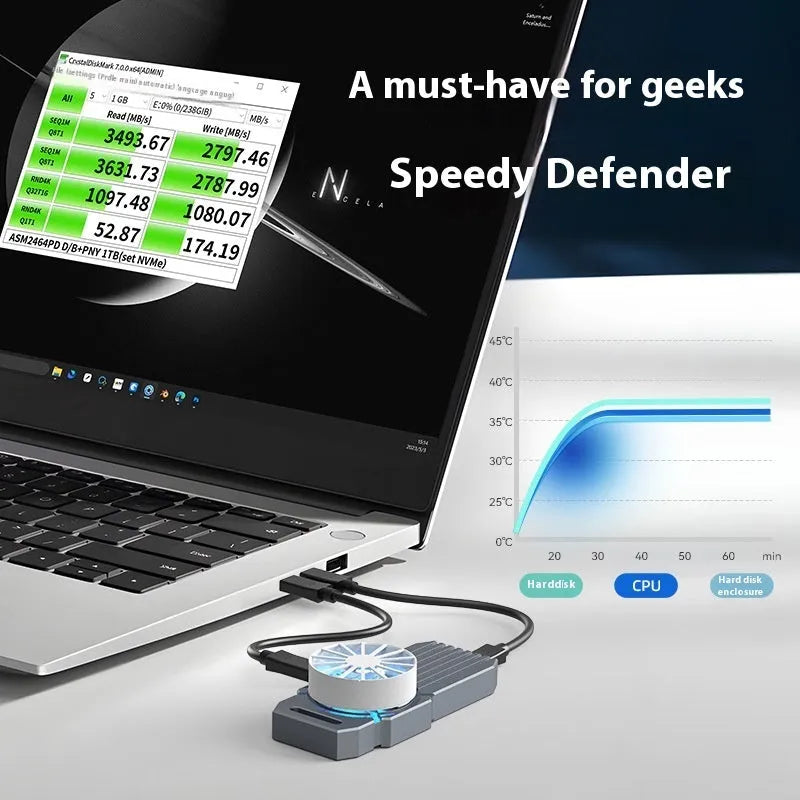 USB4 aluminium hard disk box for NVMe M.2 solid state drives with Thunderbolt 4 compatibility