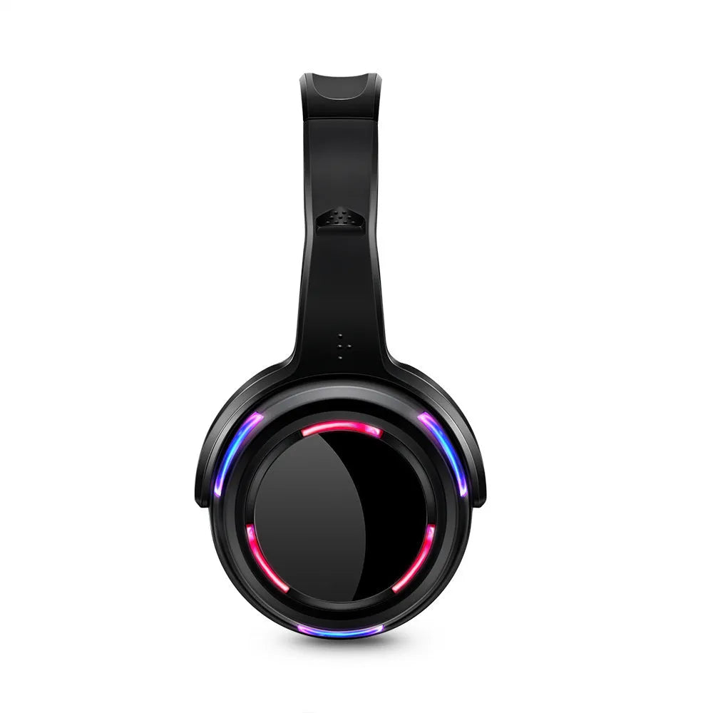 Black silent disco wireless headphones with 40mm drivers and 3.5mm plug