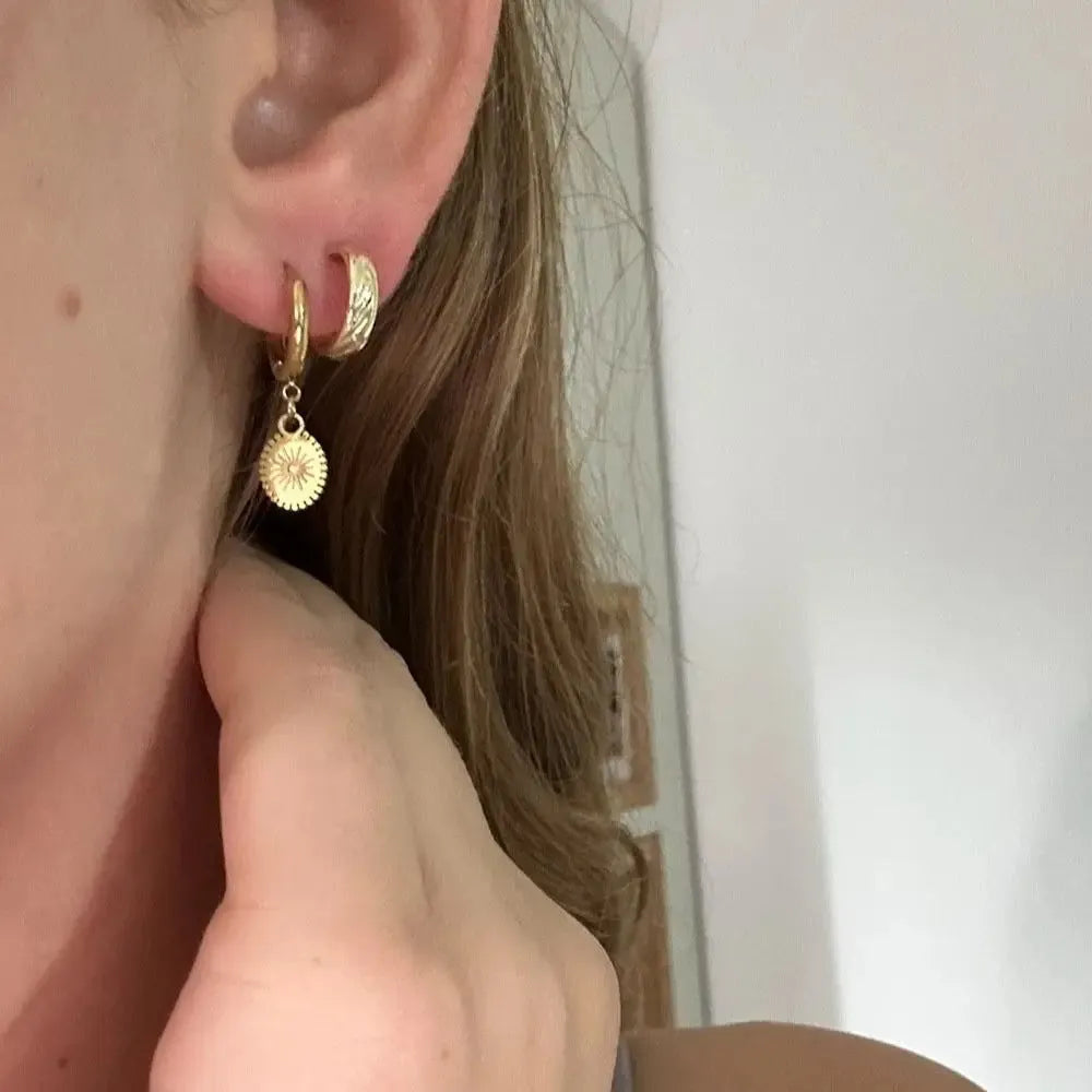 Stainless steel geometric earrings with ellipse design elements in colour XY-EH005