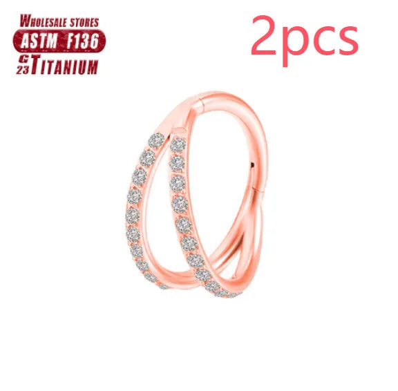 Titanium alloy fork nose ring with screw-on ball closure in silver finish.