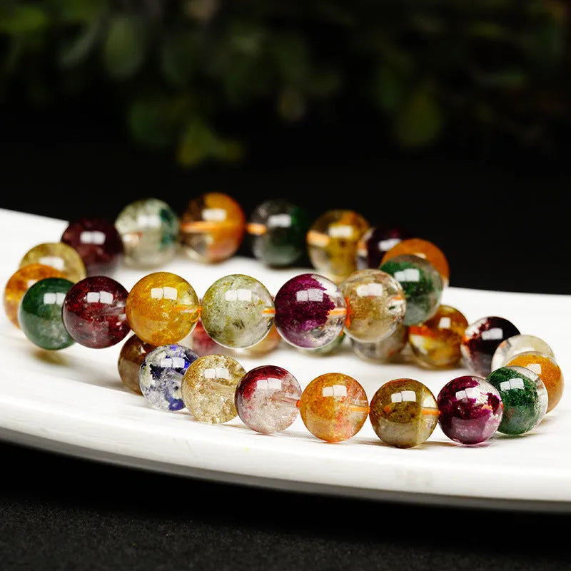 10mm crystal ethnic bracelet with colourful ghost cornucopia design