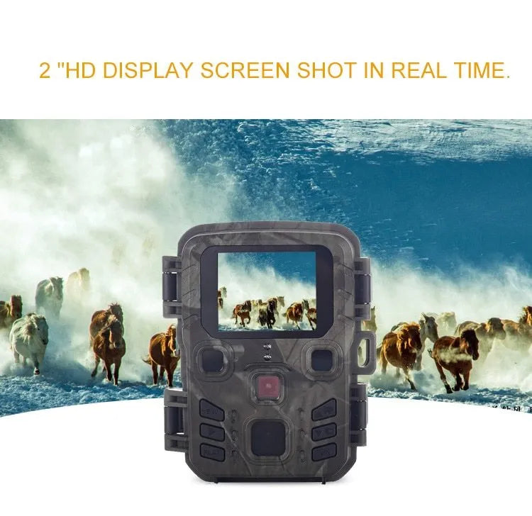 Black plastic infrared night vision monitoring device with 12MP sensor and TF card slot