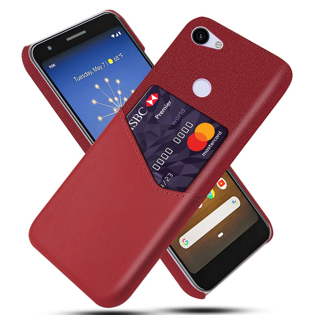 Leather Google Pixel phone case in Black showing back cover design