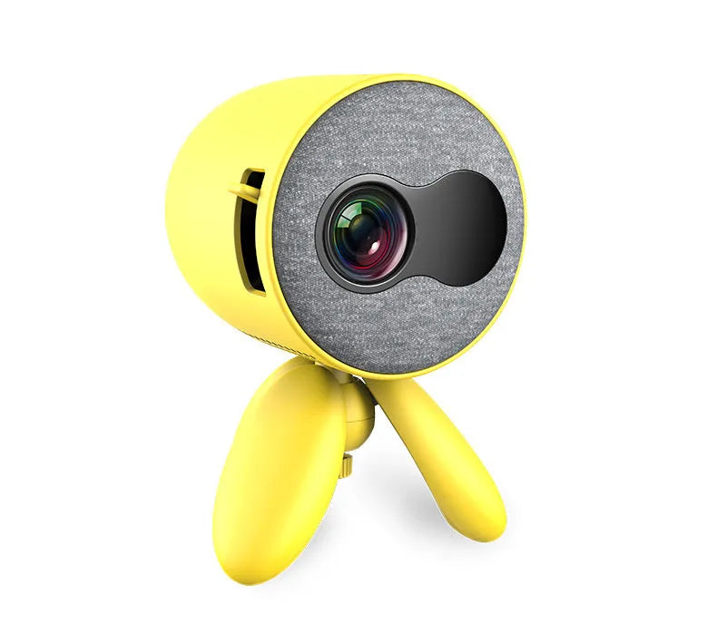 YG220 LED projector in yellow or white showing 1080P support and 24-80 inch projection capability
