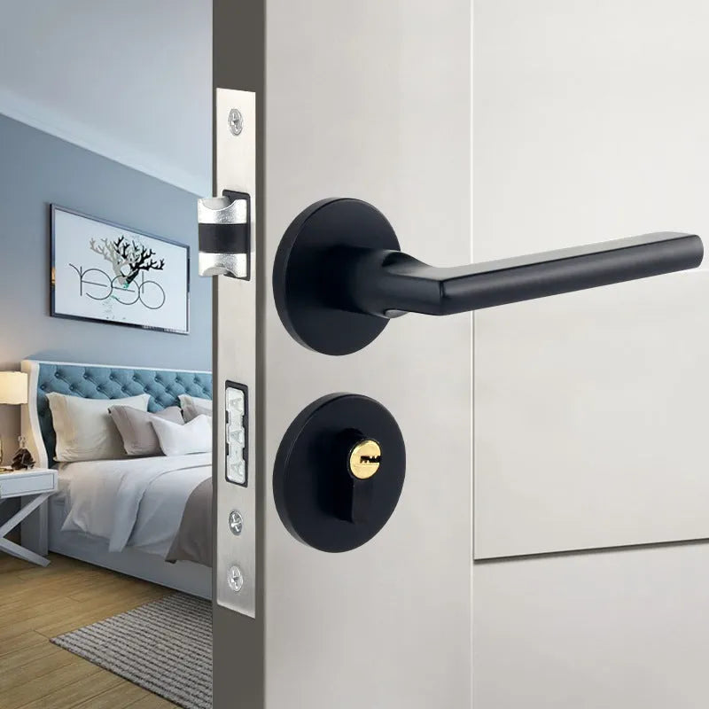 Aluminium alloy split magnetic door lock handle for indoor timber doors
