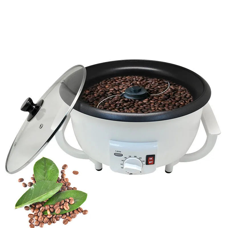 Electric coffee bean roasting machine with 750g capacity and 225mm base diameter
