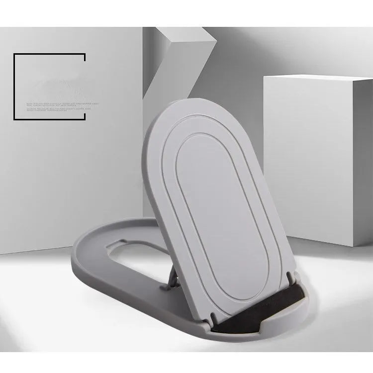 Adjustable plastic mobile phone stand in six colour options showing lazy bracket design