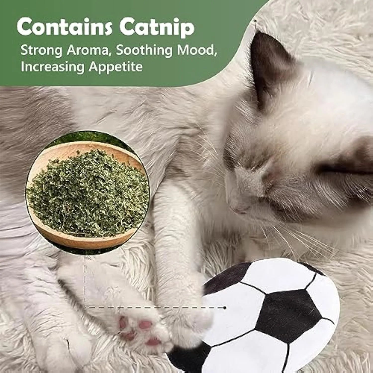 Catnip flying disc toy with sports pattern measuring 5x5x2cm containing crinkle sounds