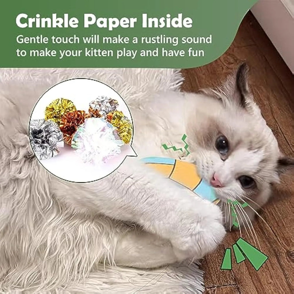 Catnip flying disc toy with sports pattern measuring 5x5x2cm containing crinkle sounds
