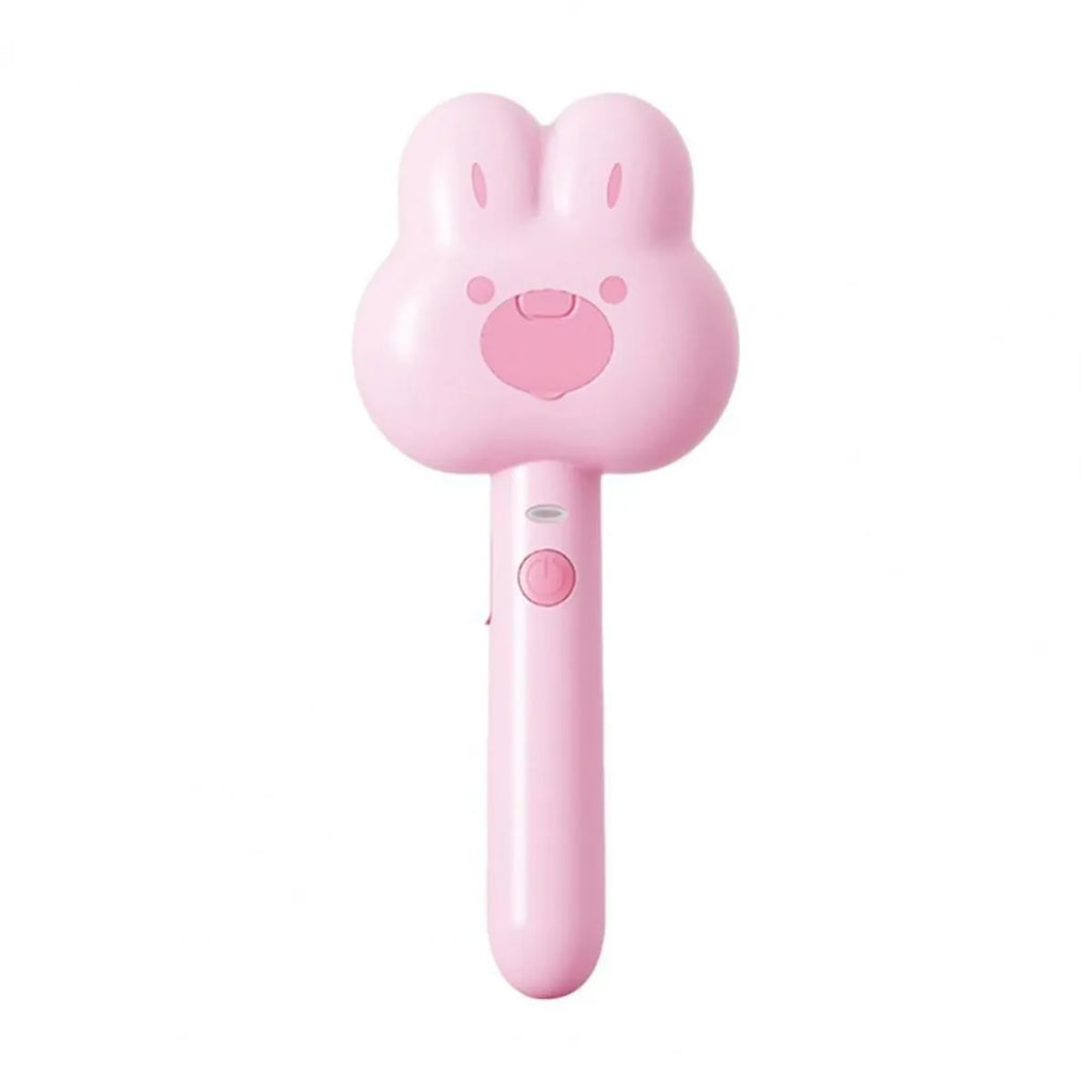 Rechargeable cat steam brush with long handle in cartoon design, available in green, pink and white colours