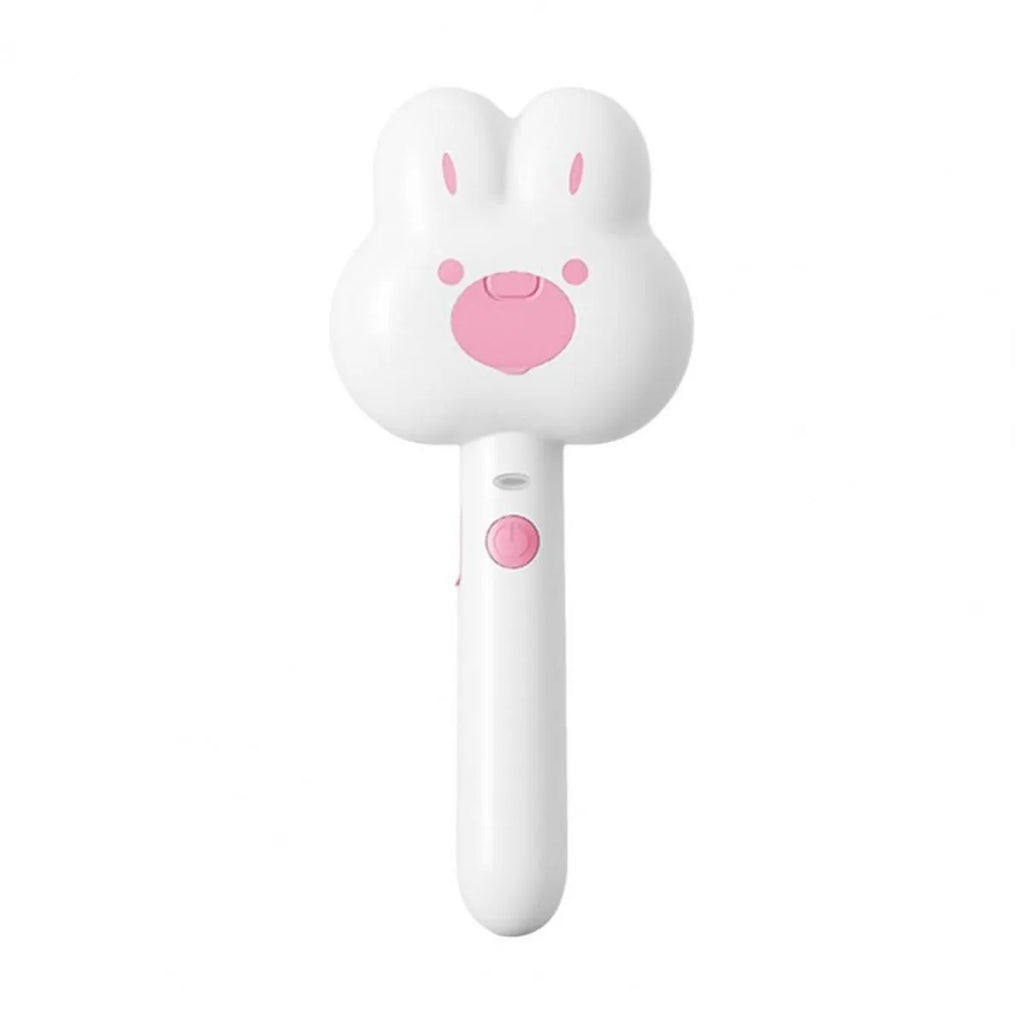 Rechargeable cat steam brush with long handle in cartoon design, available in green, pink and white colours