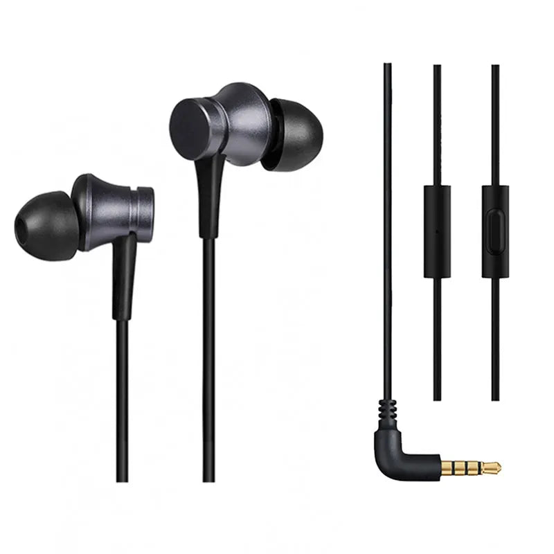 Piston wired in-ear headphones with 3.5mm plug in black, blue, and red colour options