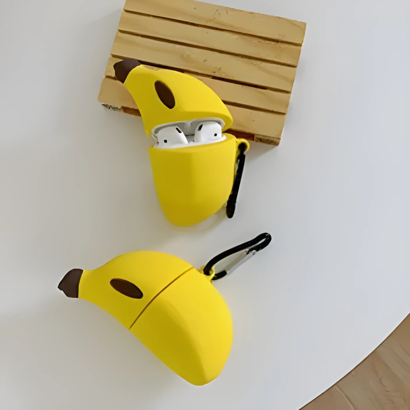 Yellow banana-themed silicone protective case for Apple AirPods Pro and AirPods 3 generation wireless headphones