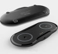 Black and white dual wireless charger charging two phones simultaneously with type-C cable